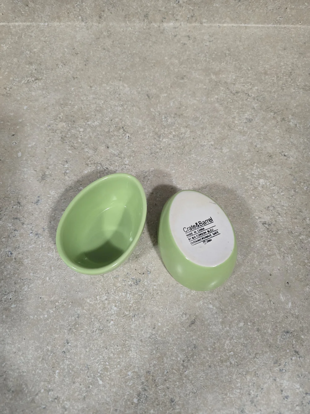 Crate & Barrel Green Egg Cups Or Dishes, Two
